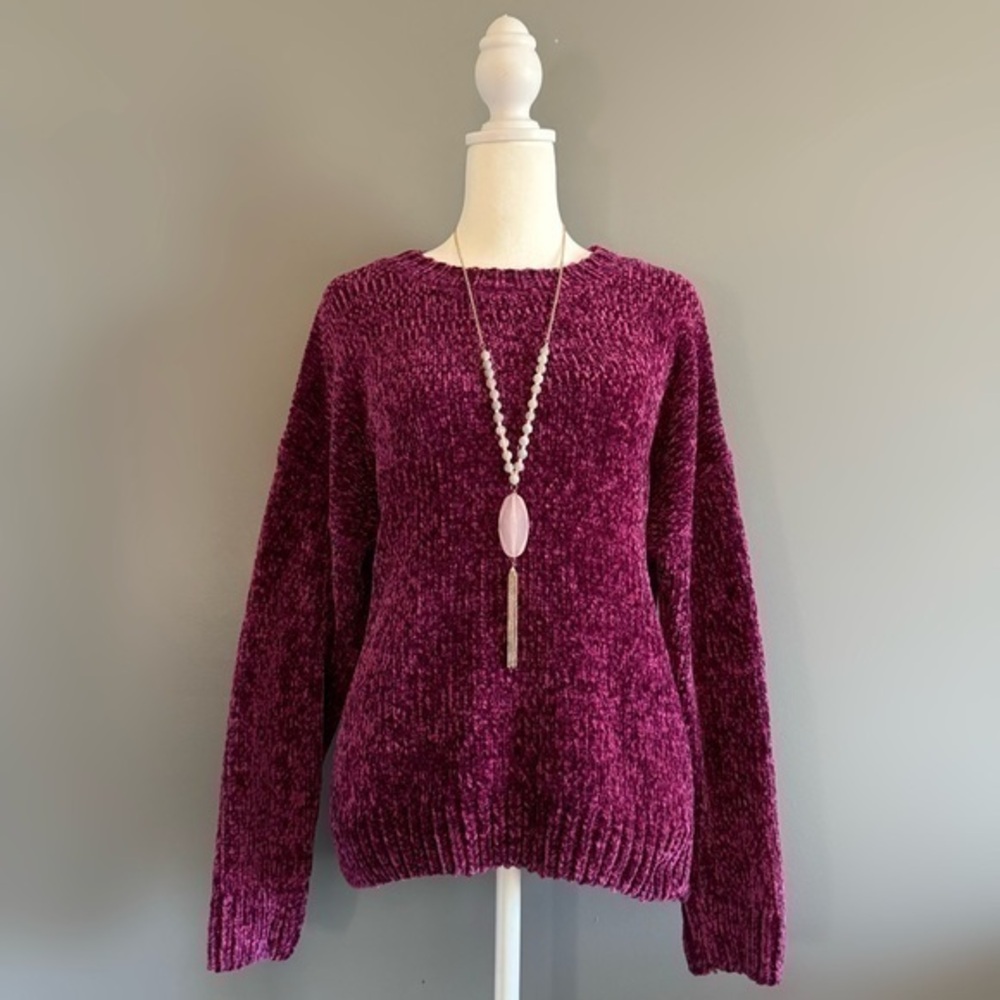 EUC Cupio Magenta Chenille Super Soft Sweater Size L